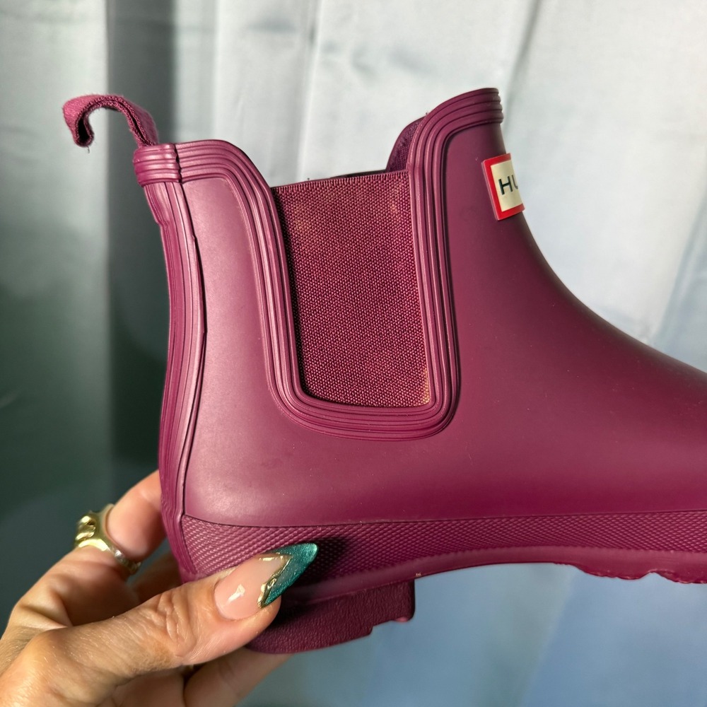 Hunter Original Chelsea Boots Women 8 Burgundy/Plum Matte Waterproof Rain Ankle - Picture 9 of 11